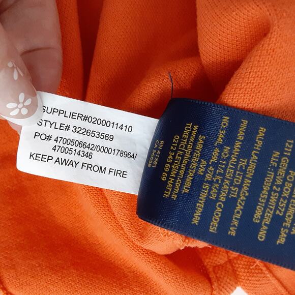 Polo Ralph Lauren Kids Big Pony Polo Shirt Rugby Embroidered Orange Boy 6 School - Picture 8 of 10